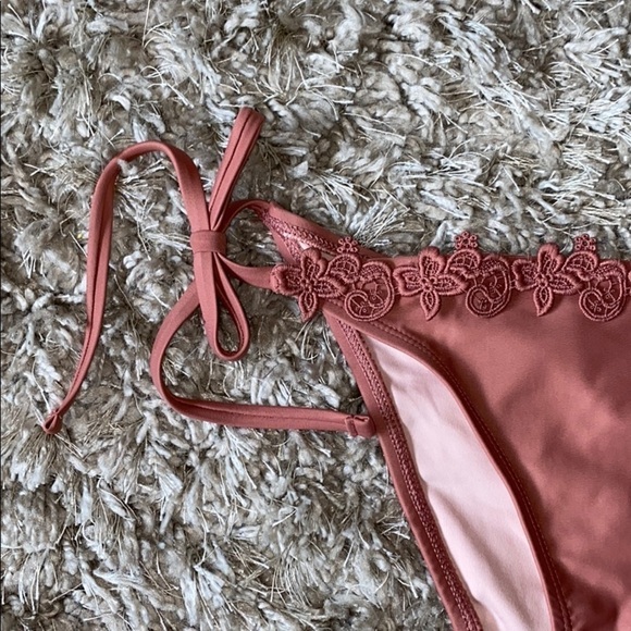 Mae Lara Lace Pink Swim Bikini Bottom Small New - Picture 3 of 6